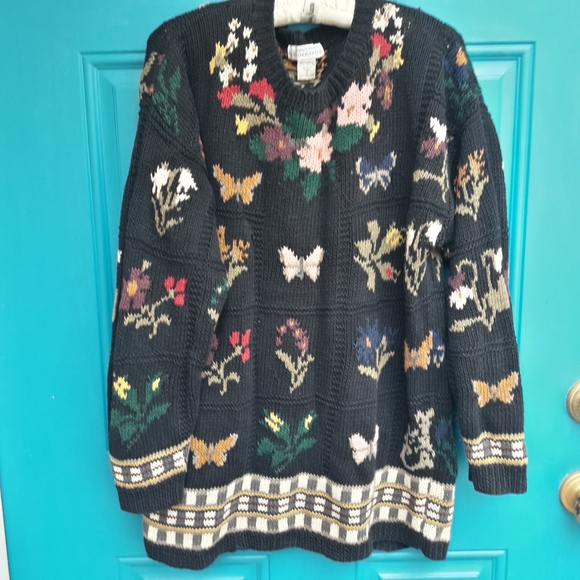 Vintage Sweater Oversized Quilt Blanket Patchwork Pattern Butterfly Retro 80s - Picture 13 of 13